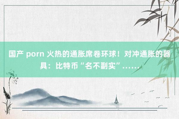 国产 porn 火热的通胀席卷环球！对冲通胀的器具：比特币“名不副实”……