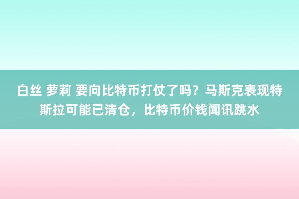 白丝 萝莉 要向比特币打仗了吗？马斯克表现特斯拉可能已清仓，比特币价钱闻讯跳水