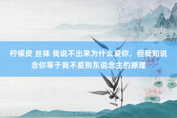 柠檬皮 丝袜 我说不出来为什么爱你，但我知说念你等于我不爱别东说念主的原理