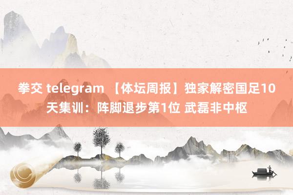 拳交 telegram 【体坛周报】独家解密国足10天集训：阵脚退步第1位 武磊非中枢