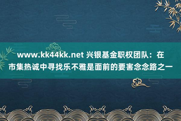 www.kk44kk.net 兴银基金职权团队：在市集热诚中寻找乐不雅是面前的要害念念路之一