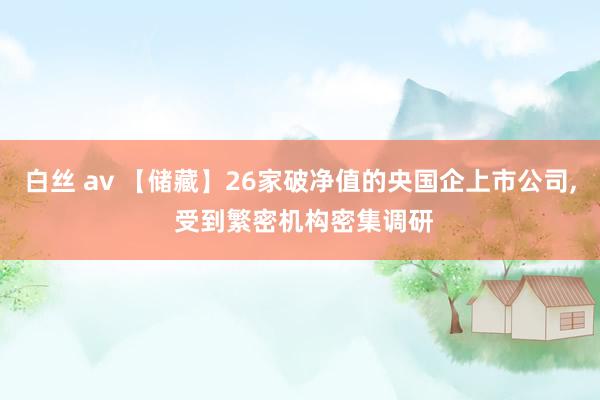 白丝 av 【储藏】26家破净值的央国企上市公司， 受到繁密机构密集调研