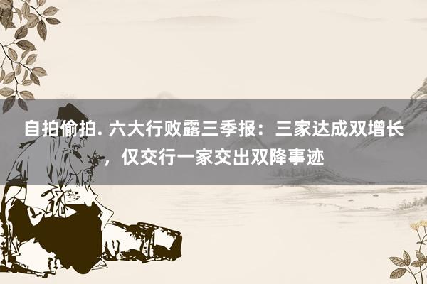 自拍偷拍. 六大行败露三季报：三家达成双增长，仅交行一家交出双降事迹