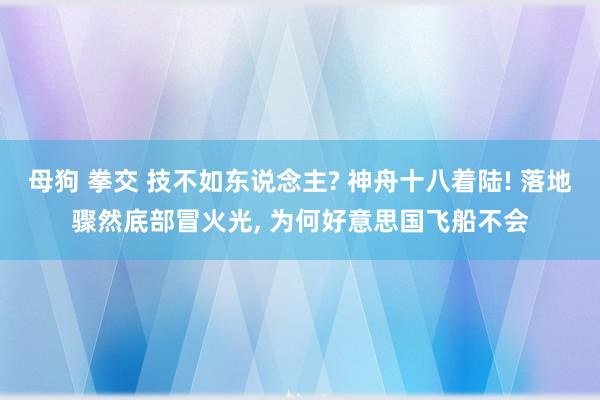 母狗 拳交 技不如东说念主? 神舟十八着陆! 落地骤然底部冒火光， 为何好意思国飞船不会