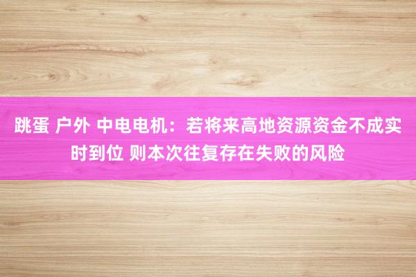 跳蛋 户外 中电电机：若将来高地资源资金不成实时到位 则本次往复存在失败的风险