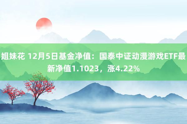 姐妹花 12月5日基金净值：国泰中证动漫游戏ETF最新净值1.1023，涨4.22%