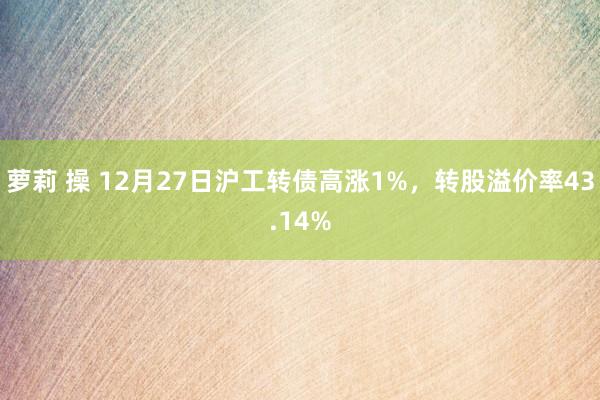 萝莉 操 12月27日沪工转债高涨1%，转股溢价率43.14%