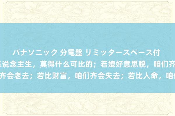 パナソニック 分電盤 リミッタースペース付 露出・半埋込両用形 东说念主生，莫得什么可比的；若媲好意思貌，咱们齐会老去；若比财富，咱们齐会失去；若比人命，咱们最终齐会离开这个宇宙。