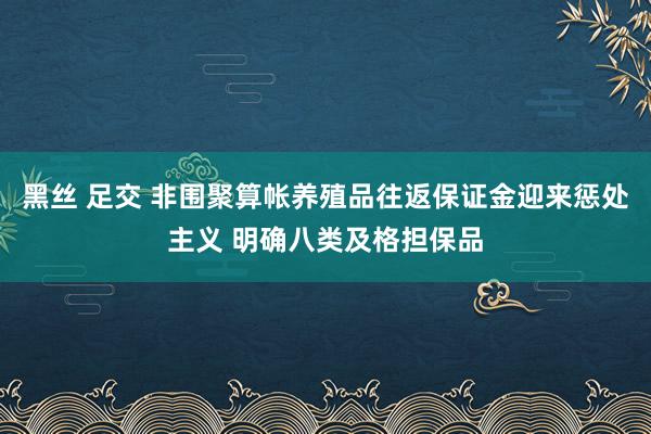 黑丝 足交 非围聚算帐养殖品往返保证金迎来惩处主义 明确八类及格担保品