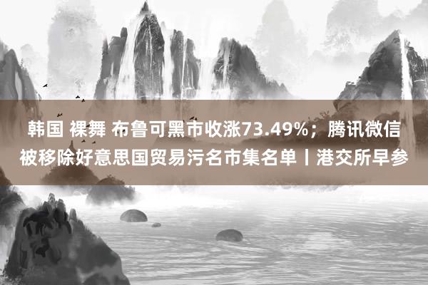 韩国 裸舞 布鲁可黑市收涨73.49%；腾讯微信被移除好意思国贸易污名市集名单丨港交所早参