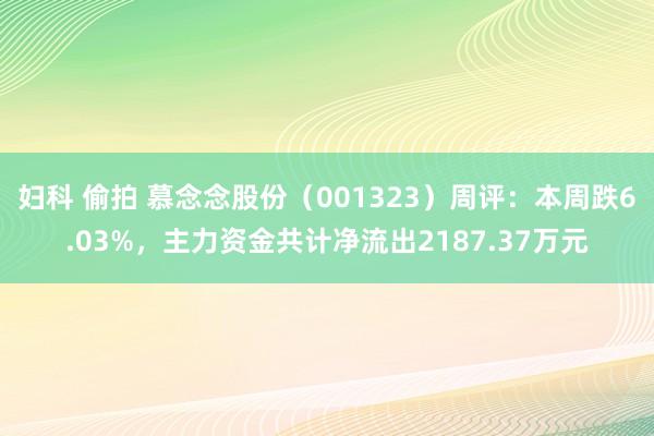 妇科 偷拍 慕念念股份（001323）周评：本周跌6.03%，主力资金共计净流出2187.37万元