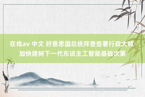 在线av 中文 好意思国总统拜登签署行政大喊 加快建树下一代东谈主工智能基础次第