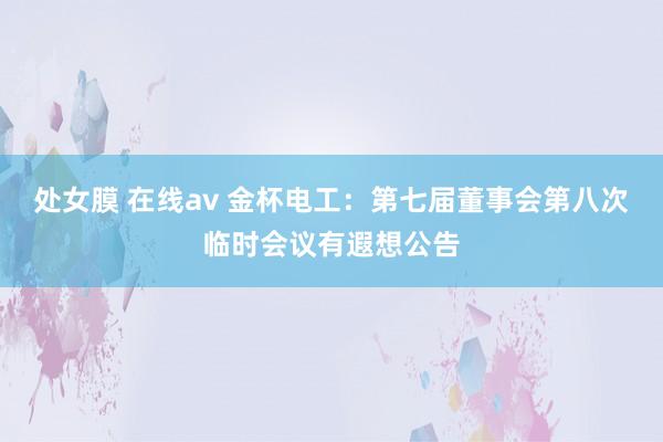 处女膜 在线av 金杯电工：第七届董事会第八次临时会议有遐想公告